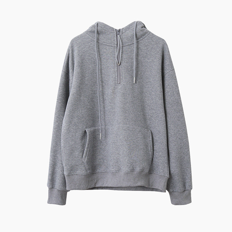 【LD11064】實拍慵懶灰色加絨加厚連帽寬鬆衞衣251209