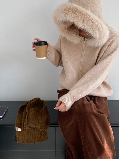 【cimz8321】實拍可拆卸毛領連帽拉鍊毛衣外套251128