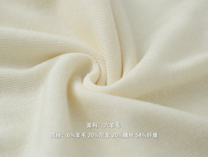 【L2787】實拍小花邊蕾絲斜肩領長袖針織衫（6％羊毛）250825