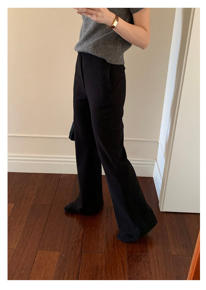 【H5517】實拍超級瘦高腰加絨厚款氣質喇叭褲251125