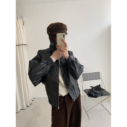 【H5480】實拍復古男友款PU皮外套251109