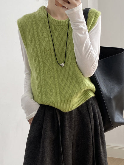 【YP2617】 實拍圓領麻花軟糯針織背心251023