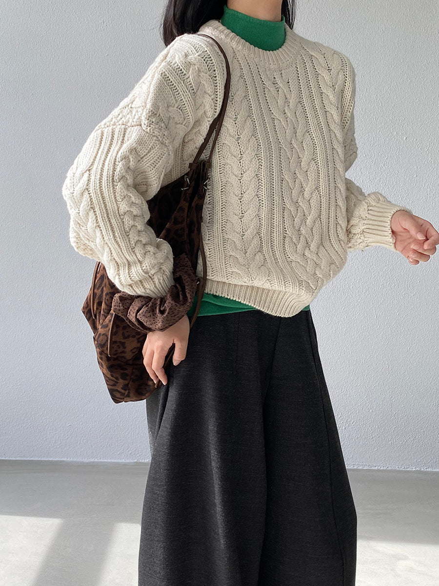 【cimz1398】實拍復古加厚保暖棒針麻花針織毛衣（棉羊毛17)251120