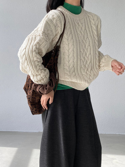 【cimz1398】實拍復古加厚保暖棒針麻花針織毛衣（棉羊毛17)251120