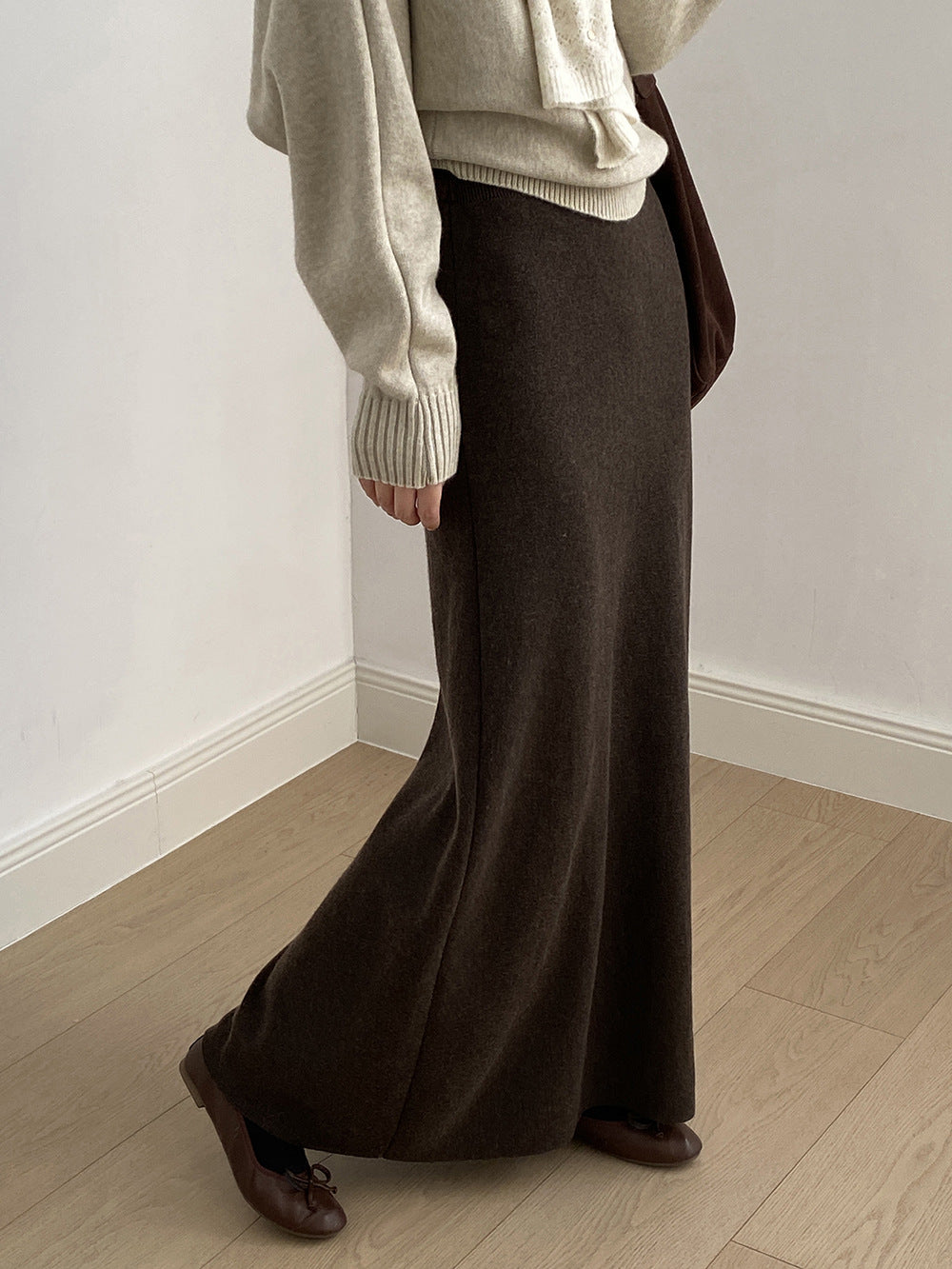 【YP682】 實拍高腰軟糯垂感針織長裙251023