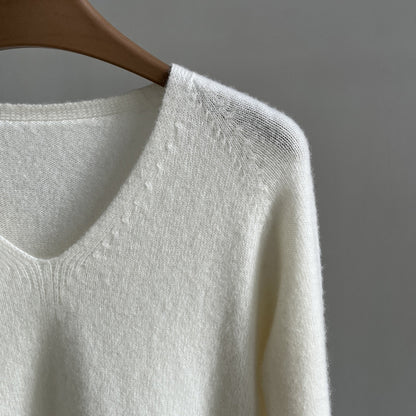 【Y261901】質感通勤・鬆軟純羊毛V領長袖針織衫260917