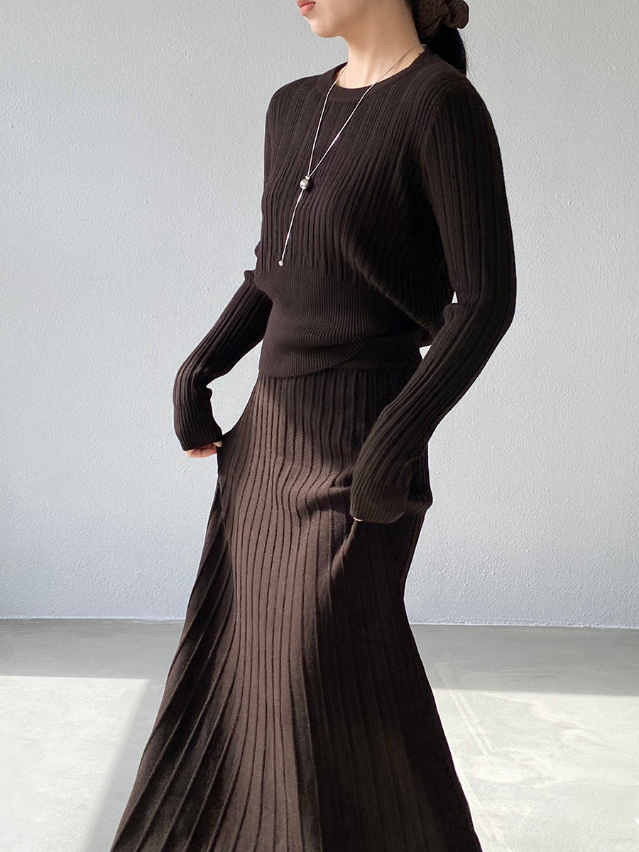 【cimz100789】實拍法式高級感收腰顯瘦針織衫＋針織長裙(分開下單）251120