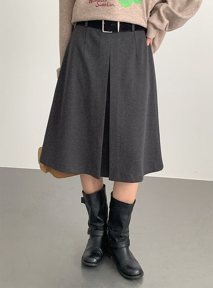 【LD3300】實拍S~XL韓版高腰顯瘦毛呢A字裙＋腰帶251103