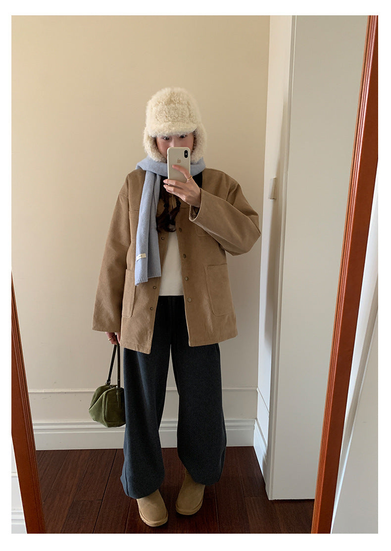 【H5500】實拍 復古燈芯絨加厚夾棉大衣外套251118