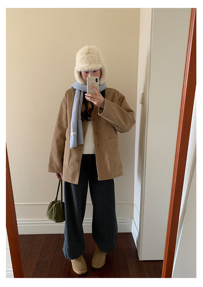 【H5500】實拍 復古燈芯絨加厚夾棉大衣外套251118