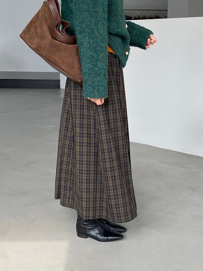 【cimz6381】實拍日系復古格紋內里加絨加厚A字裙251128