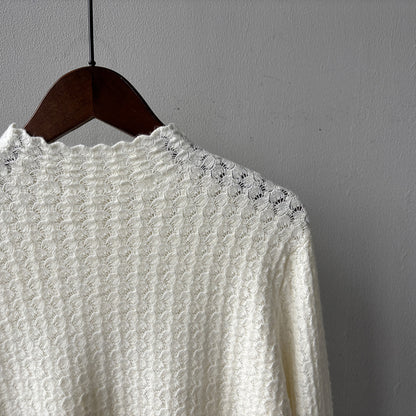 【Y312】實拍高單質感鏤空蕾絲半高領針織衫251106
