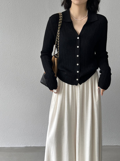 【cim6901】實拍慵懶紙片人polo領針織衫251030