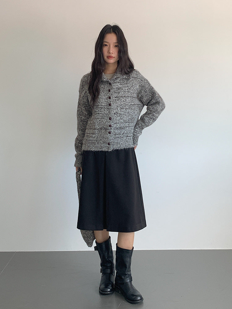 【LD3296】實拍輕奢復古寬翻領厚實針織外套＋針織包251103