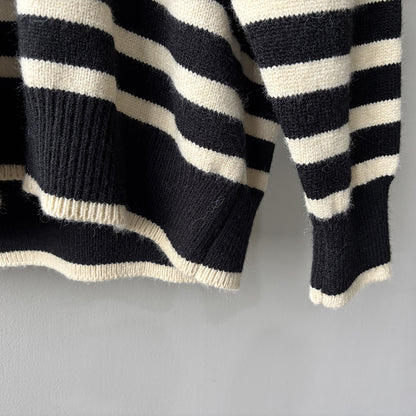 【Y899】實拍冬季條紋針織連帽毛衣251106