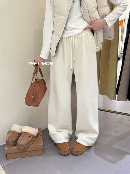 【L1185】實拍檸檬秋冬簡約羊絨抽繩直筒休閒褲251117