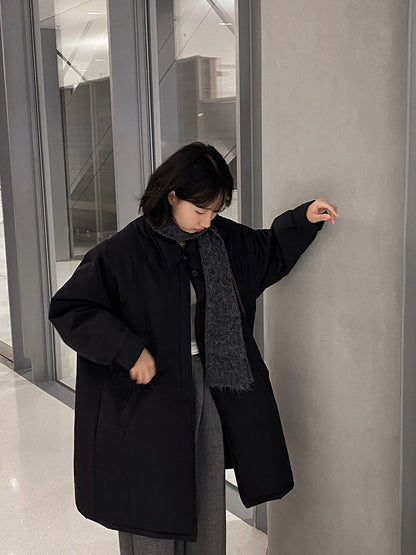 【cimz1235】 雪山奶糖 Muji 風輕薄初冬簡約廓形寬鬆棉服外套260108