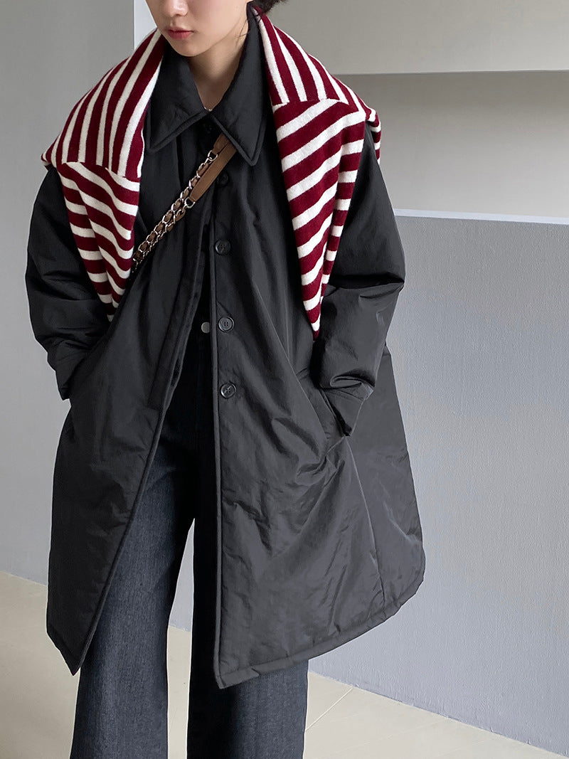 【cimz1235】 雪山奶糖 Muji 風輕薄初冬簡約廓形寬鬆棉服外套260108