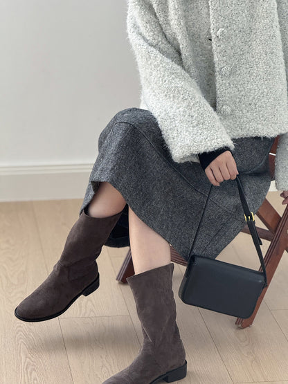 【Y8076】實拍氣質羊毛30%毛呢微花苞傘裙251201