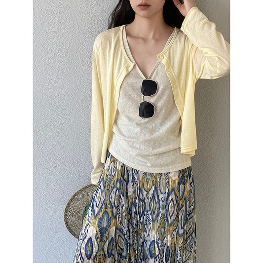 【cimz8703】實拍柔軟親膚奶皮感☁️韓系鬆弛感輕薄透氣防曬小外套/罩衫260429