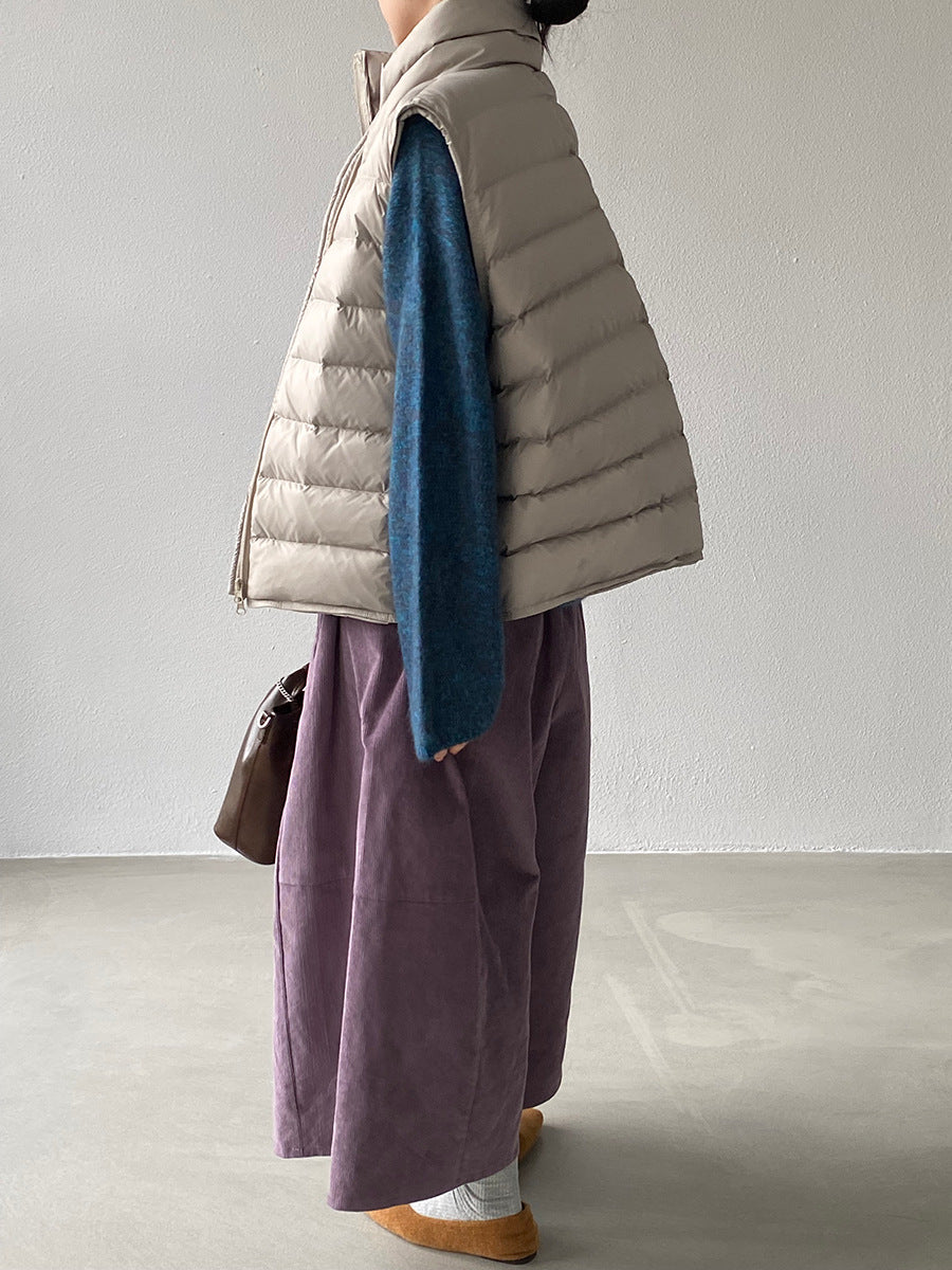 【cimz6377】實拍立領排骨雙頭拉鏈羽絨背心(90白鴨絨)251120