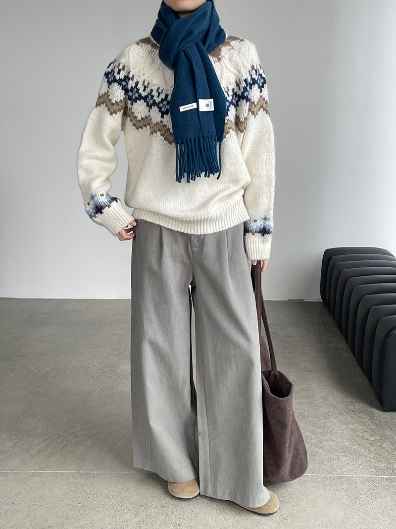 【cimMB850】實拍冬季必備复古費爾島提花針織毛衣251114