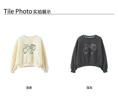 【H563】實拍秋冬刺繡花朵長袖衛衣251021