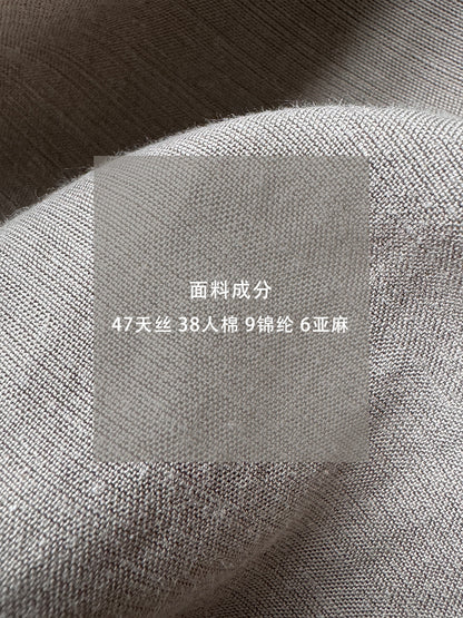 【cim6112】實拍韓國法式氣質天絲亞麻長袖襯衫251030