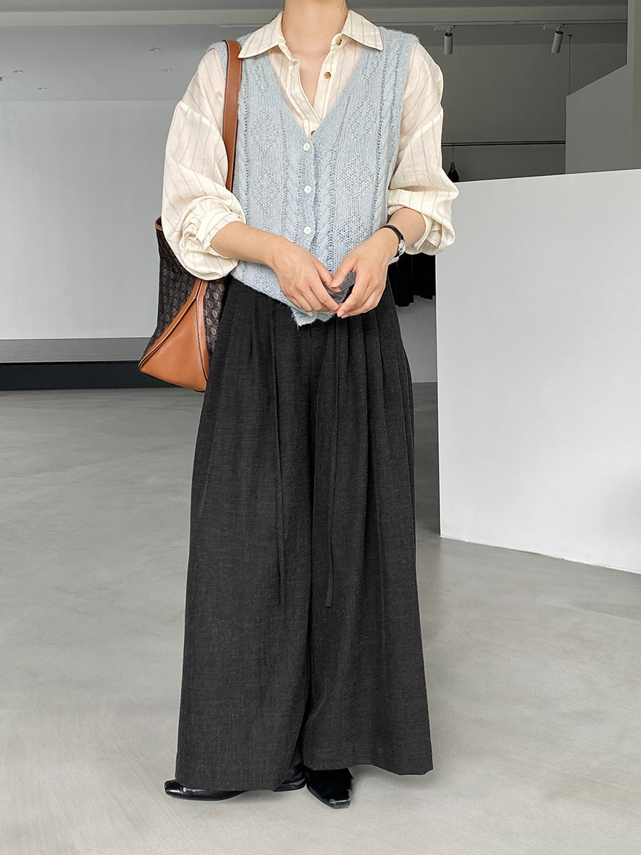 【cim1619】實拍韓系高級百搭壓褶垂感西裝褲251030