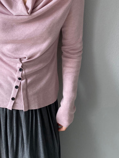 【cimzM946】氣質慵懶超顯白✨設計感垂墜領一字肩露肩顯瘦針織上衣260319