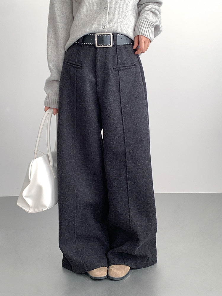 【LD11011】實拍S~XL設計感毛呢西裝闊腿褲251110