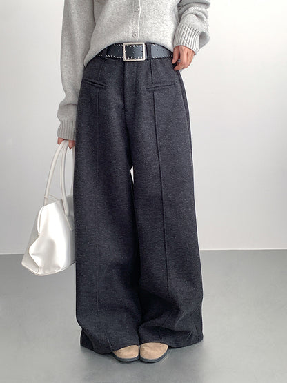【LD11011】實拍S~XL設計感毛呢西裝闊腿褲251110