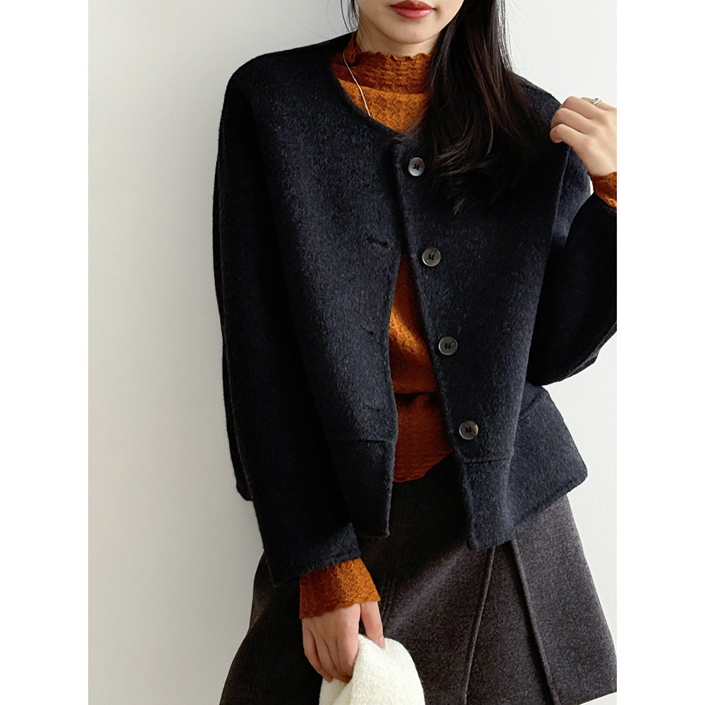 【Y8522】實拍高單氣質簡約綿羊毛呢外套（棉羊毛52%)251106