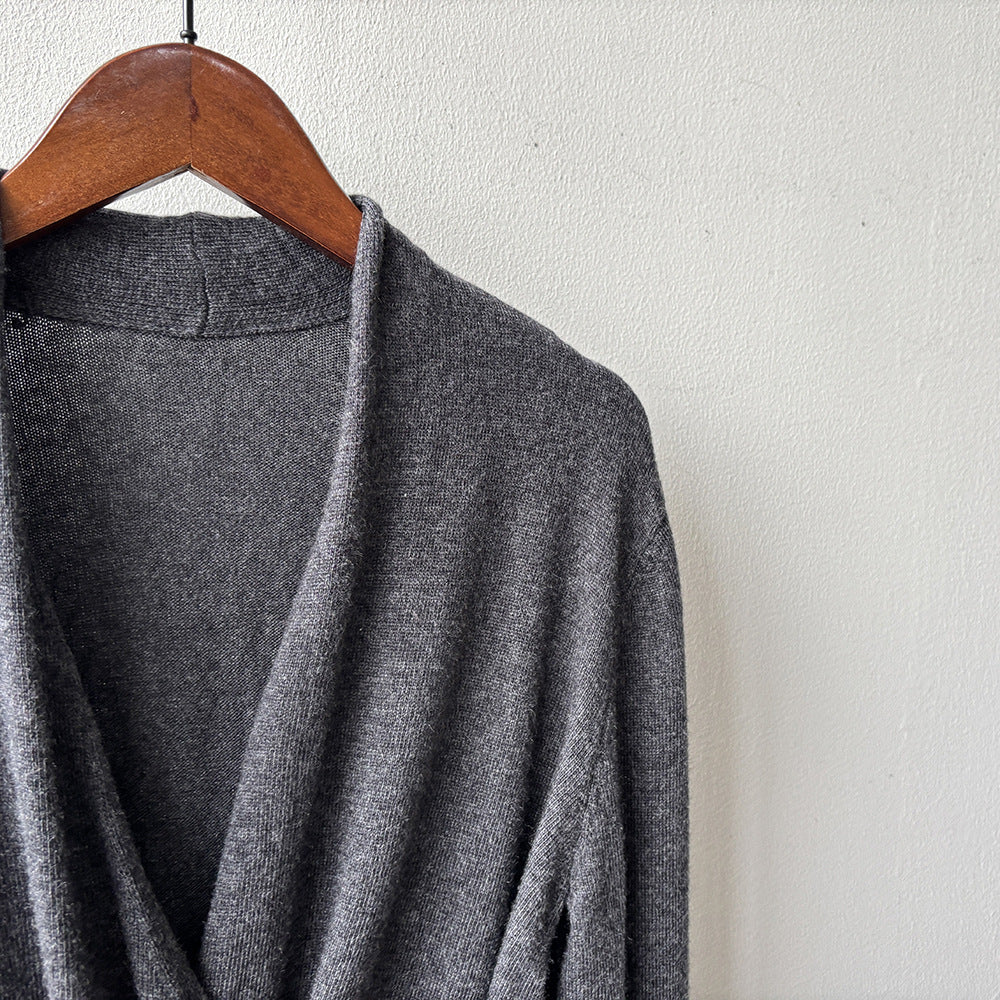 【Y218】實拍法式高級感交叉長袖針織衫(羊毛5%)251016