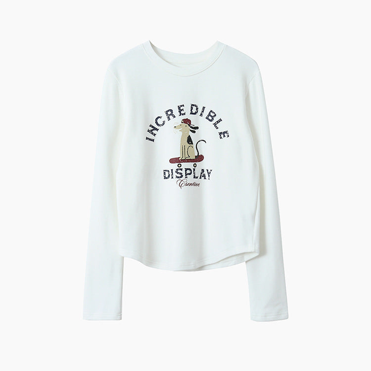 【LD3291】實拍韓國德絨小狗印花長袖T恤251103