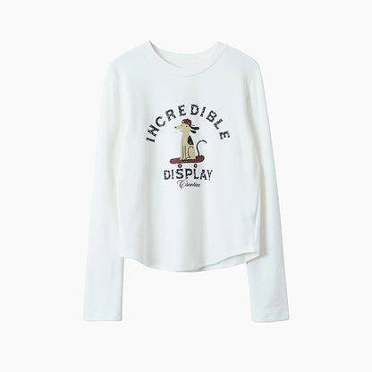 【LD3291】實拍韓國德絨小狗印花長袖T恤251103