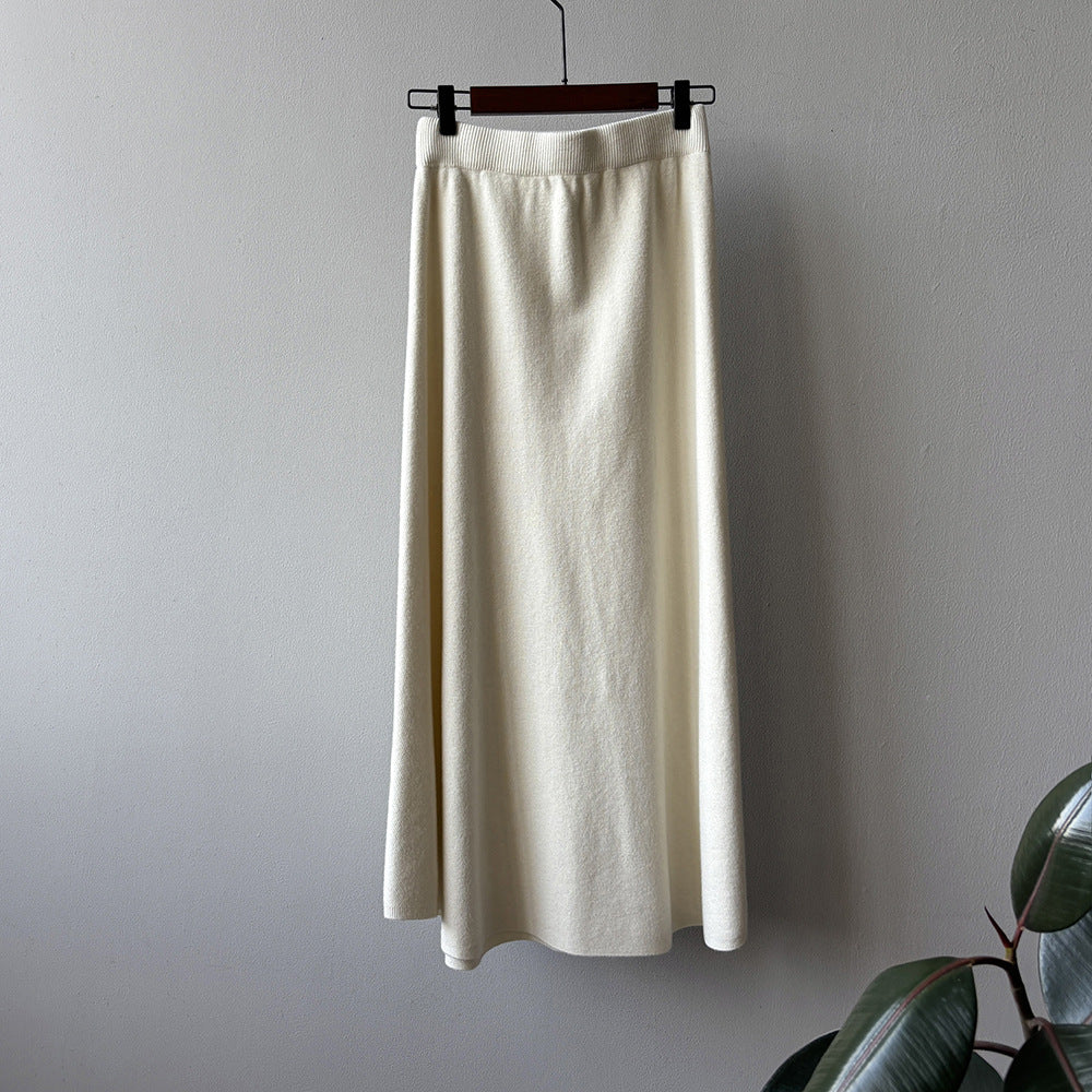 【Y0723】實拍冬季簡約針織大擺A字裙（棉羊毛4%)251106