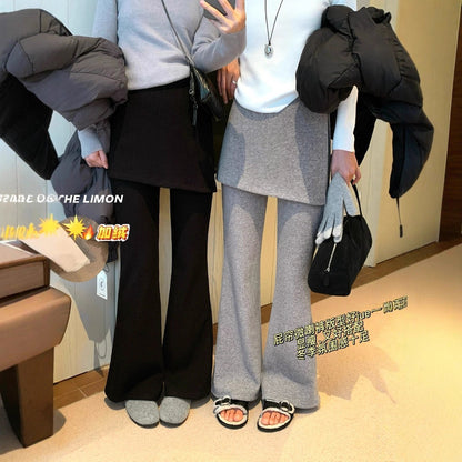 【L9307】實拍檸檬秋冬假兩件屁簾顯瘦加絨微喇休閒褲251208