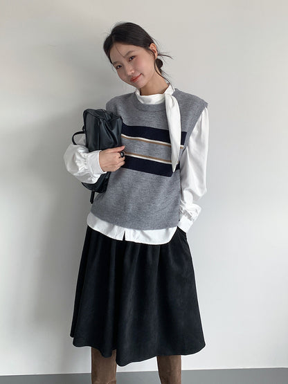 【LD3194】實拍秋冬個性立領飄帶襯衫251110