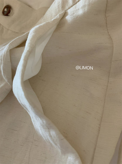 【L8213】實拍檸檬夏日老錢風亞麻背心+闊腿休閒褲 套裝250421