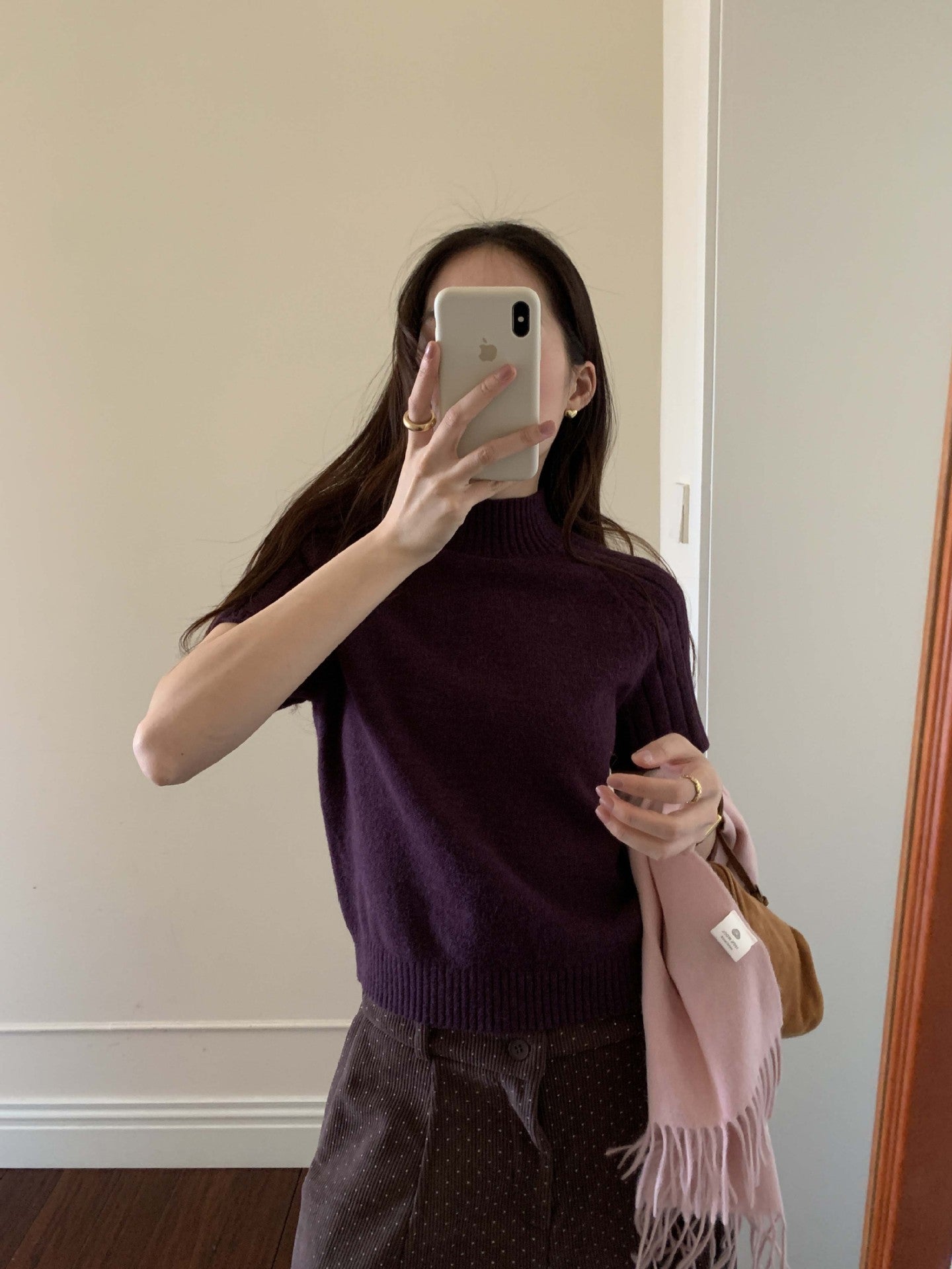 【H5516】實拍高領氣質短袖針織衫251125