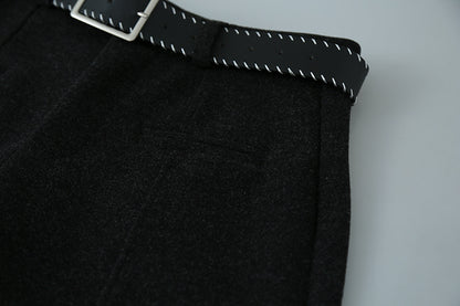 【LD11011】實拍S~XL設計感毛呢西裝闊腿褲251110