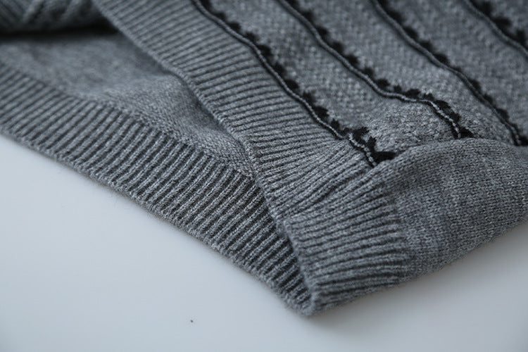 【LD3278】實拍小圓領長袖襯衫+條紋針織背心（分開下單）251103