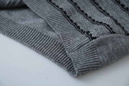 【LD3278】實拍小圓領長袖襯衫+條紋針織背心（分開下單）251103