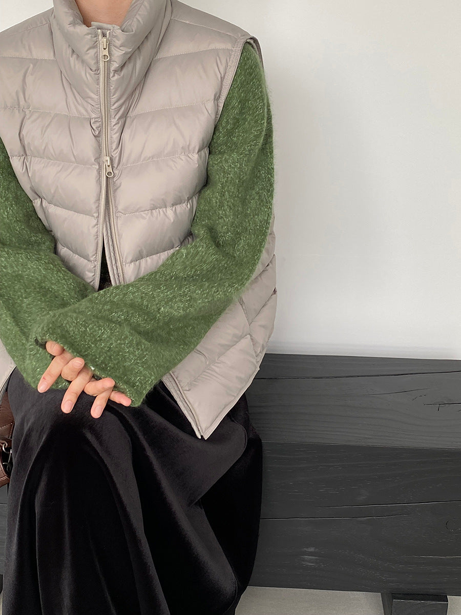 【cimz6377】實拍立領排骨雙頭拉鏈羽絨背心(90白鴨絨)251120