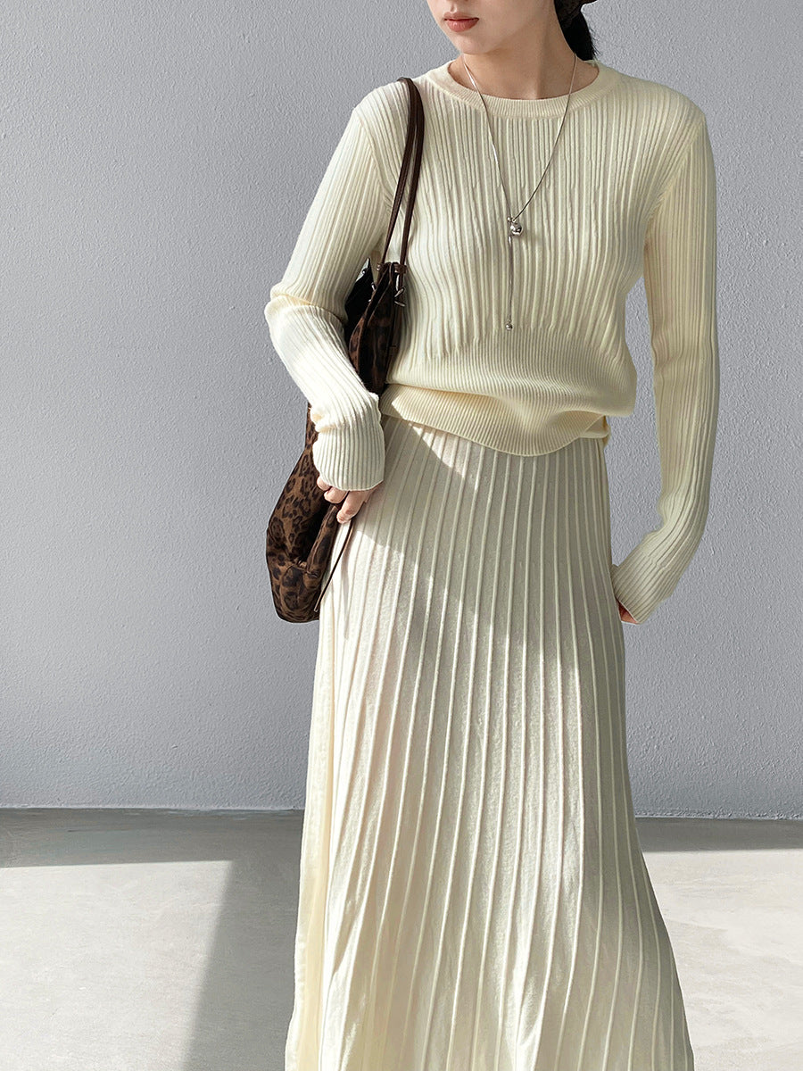 【cimz100789】實拍法式高級感收腰顯瘦針織衫＋針織長裙(分開下單）251120