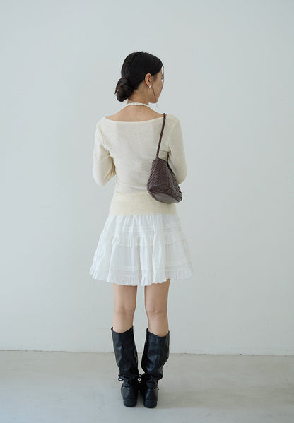 【LD9228】實拍夏日初戀純慾感🤍質感提花高腰顯瘦白色蛋糕短裙260317