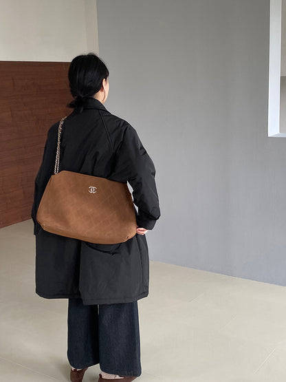 【cimz1235】 雪山奶糖 Muji 風輕薄初冬簡約廓形寬鬆棉服外套260108