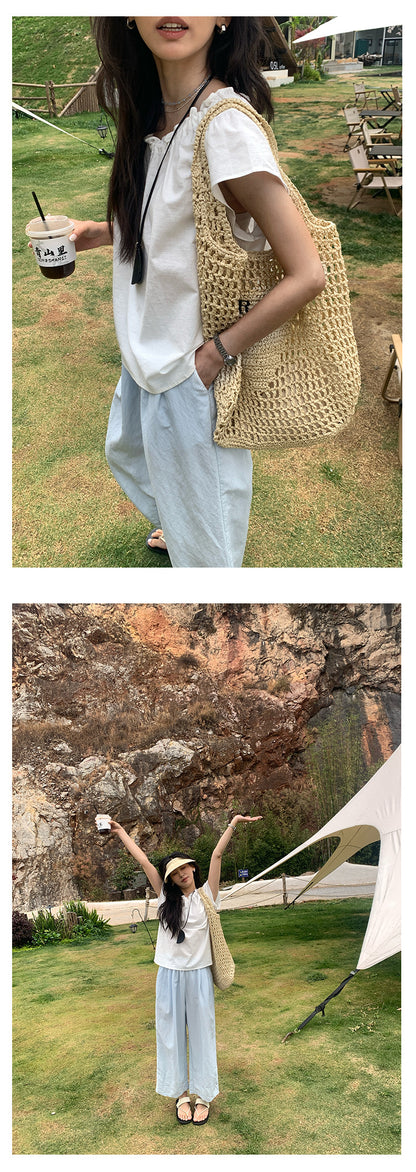【H5196】實拍夏天超舒服的棉麻褶皺寬鬆闊腿褲250415