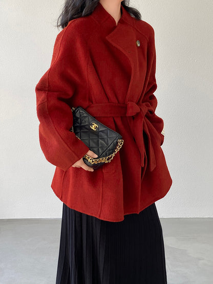 【cimz6616】實拍高級大氣厚款立領雙面羊毛呢大衣外套（羊毛100)251120